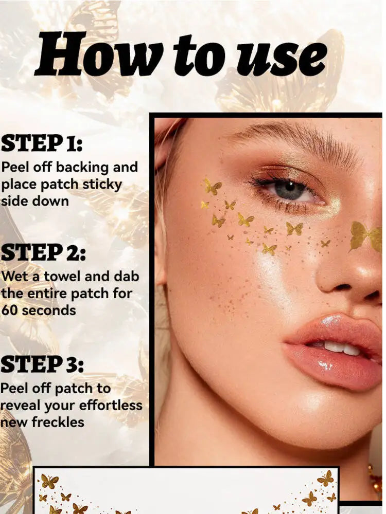 MLSMILE Gold Stamping Tattoo Waterproof Glitter Stars Butterflies Party Stage Performance Freckle Stickers 2025 New