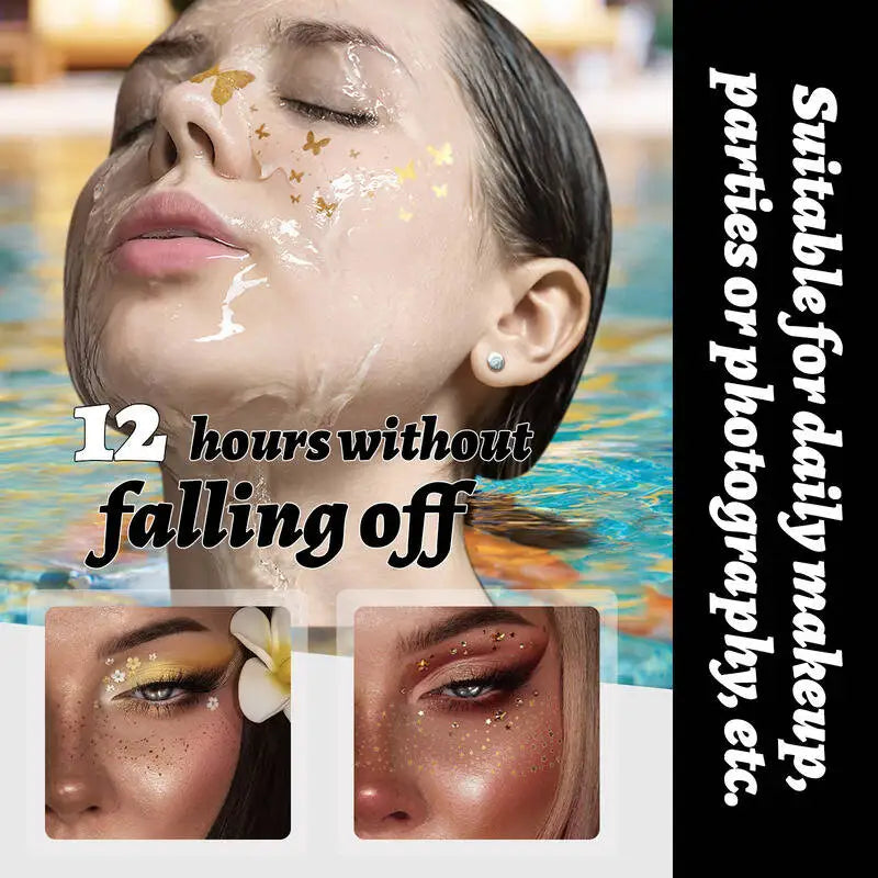 MLSMILE Gold Stamping Tattoo Waterproof Glitter Stars Butterflies Party Stage Performance Freckle Stickers 2025 New